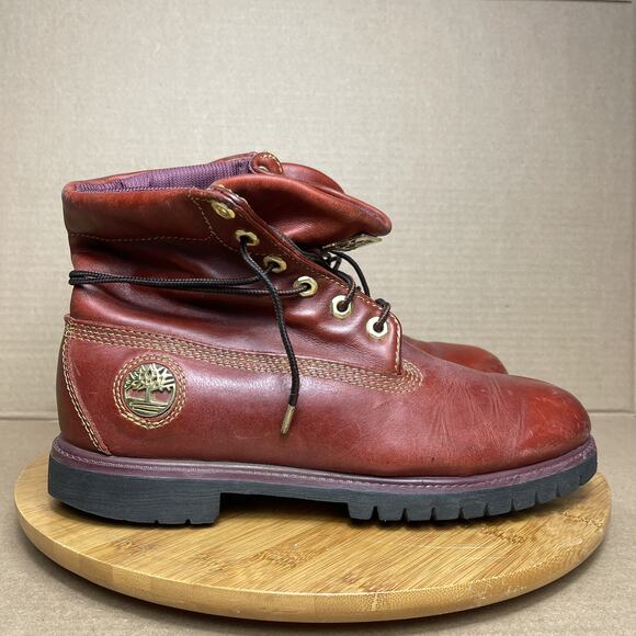 Timberland 6 Inch Leather Burnt Sienna Limited Release Boots Gold Thread Sz 8.5